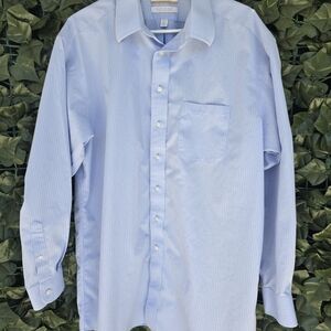 Roundtree & Yorke Gold Label Light Blue Pinstripe Dress Shirt